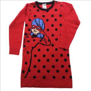 Red Polka Dot Kids Sweater Dress Size 7-8
